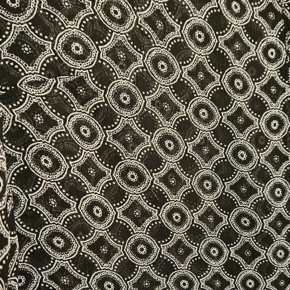Zac & Rachel Black/White Semi-Sheer Geometric Button Up Shirt 3/4 Sleeves Size M - Picture 3 of 7